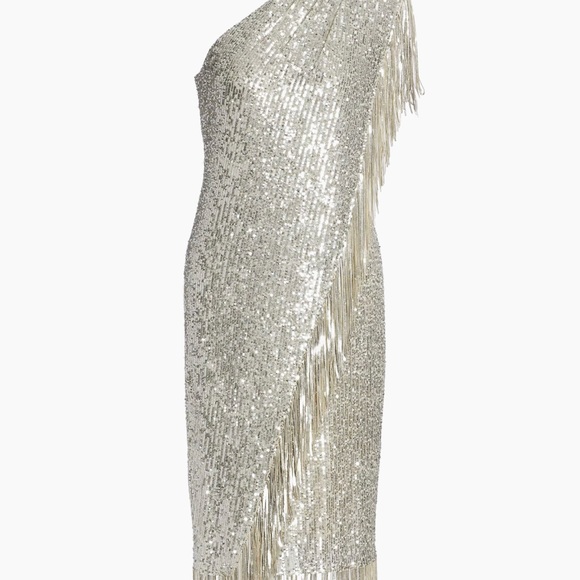 Badgley Mischka
Fringed Sequin One-Shoulder Dress - Picture 5 of 5